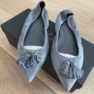 J. Crew Grey Suede Lottie Tassel Flats